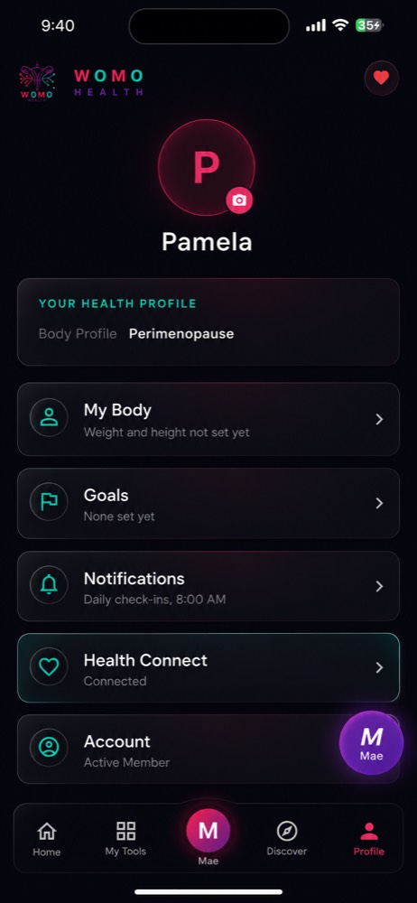 Profile screen